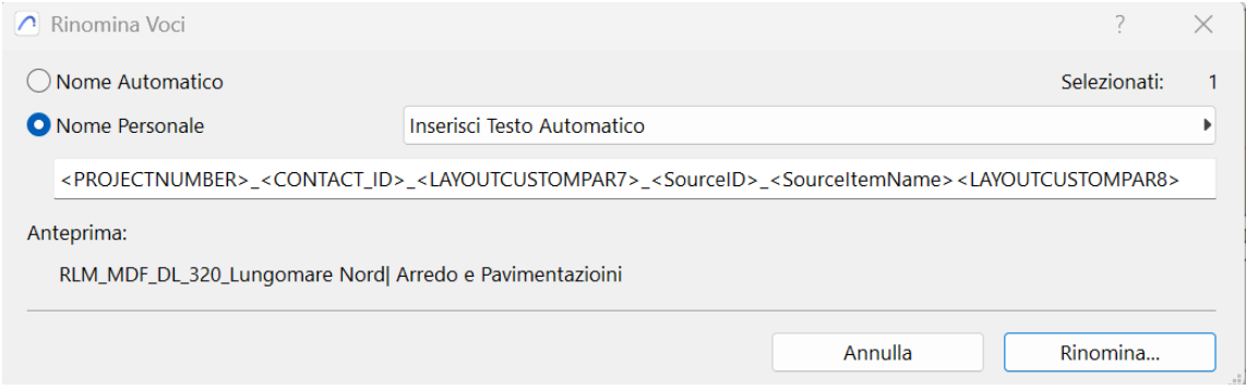 Figura 6 Rinomina voci - Esempio Lungomare Marconi Alba Adriatica