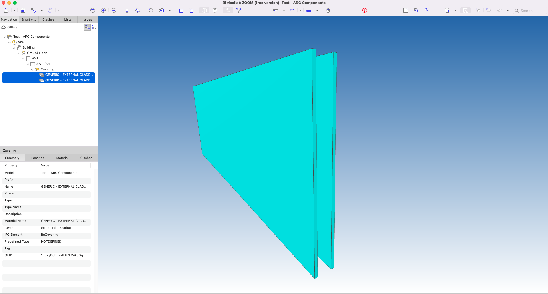 Esportazione IFC dei soli strati architettonici mediante Archicad.