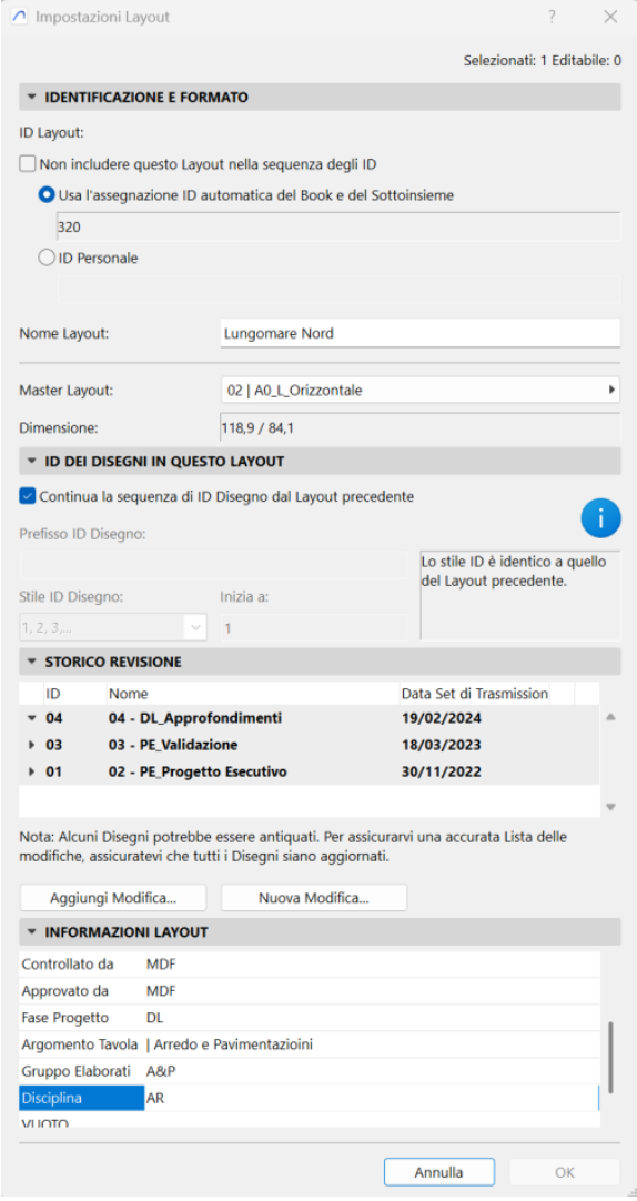 Figura 3 Esempio di Informazioni Layout: Lungomare Marconi Alba Adriatica